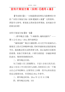 宣传片策划方案（实例）【通用4篇】