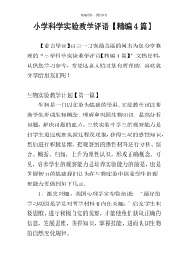 小学科学实验教学评语【精编4篇】