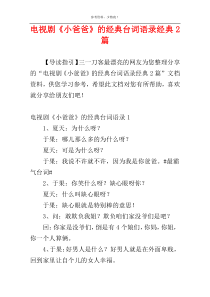 电视剧《小爸爸》的经典台词语录经典2篇