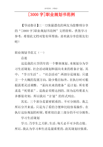 [3000字]职业规划书范例