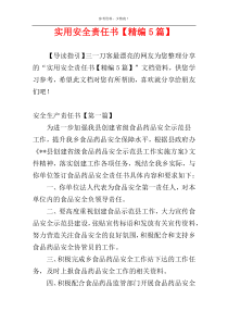 实用安全责任书【精编5篇】