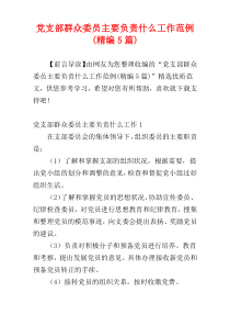 党支部群众委员主要负责什么工作范例(精编5篇)