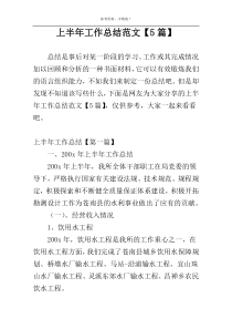 上半年工作总结范文【5篇】