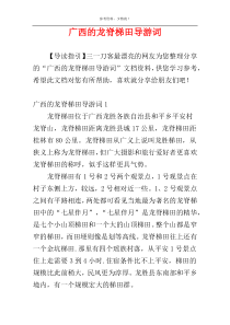 广西的龙脊梯田导游词