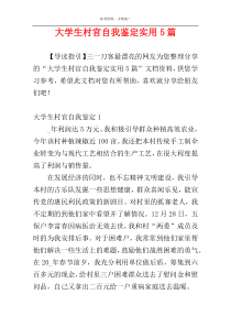 大学生村官自我鉴定实用5篇