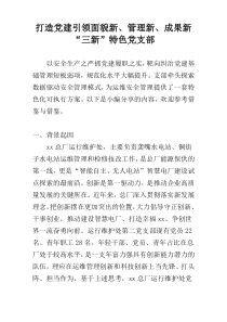 打造党建引领面貌新、管理新、成果新“三新”特色党支部