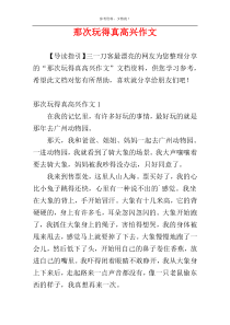 那次玩得真高兴作文