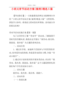 小班元宵节活动方案(案例)精选5篇