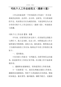 司机个人工作总结范文（最新5篇）