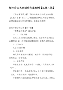 缅怀公安英烈活动方案案例【汇集4篇】