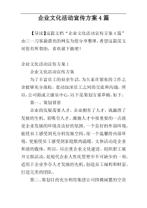 企业文化活动宣传方案4篇