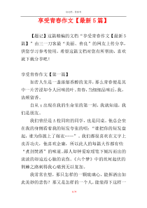 享受青春作文【最新5篇】