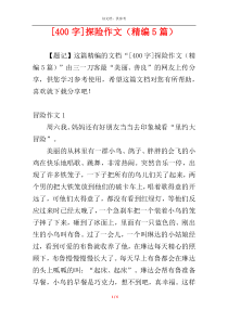[400字]探险作文（精编5篇）