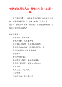 锦旗感谢用语大全 精编250例（实用3篇）