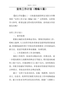 宣传工作计划（精编5篇）
