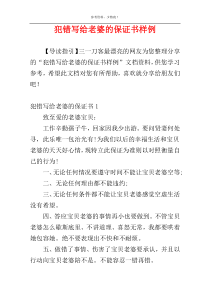 犯错写给老婆的保证书样例