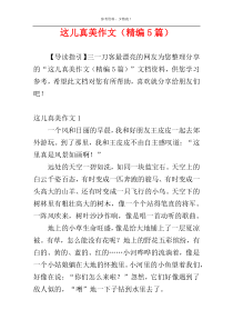 这儿真美作文（精编5篇）