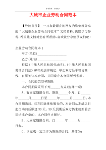 大城市企业劳动合同范本
