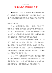 精编小学生评语实用2篇