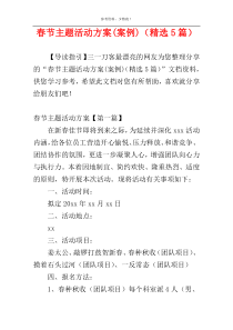 春节主题活动方案(案例)（精选5篇）