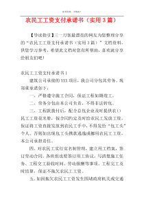 农民工工资支付承诺书（实用3篇）