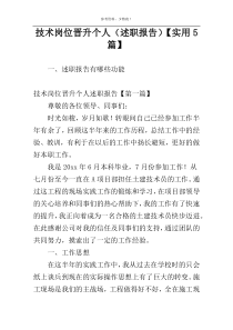 技术岗位晋升个人（述职报告）【实用5篇】