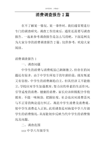 消费调查报告2篇