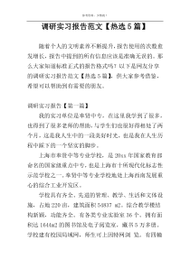 调研实习报告范文【热选5篇】