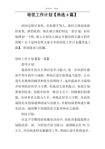 培优工作计划【热选4篇】