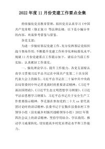 2022年度11月份党建工作要点全集