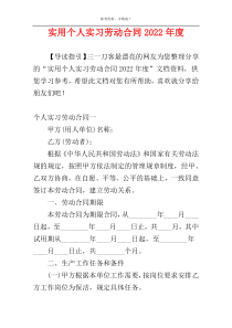 实用个人实习劳动合同2022年度