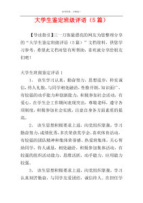 大学生鉴定班级评语（5篇）