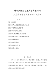 人力资源管理实施细则