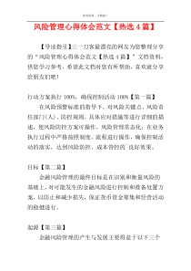 风险管理心得体会范文【热选4篇】