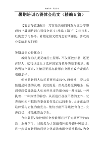 暑期培训心得体会范文（精编5篇）