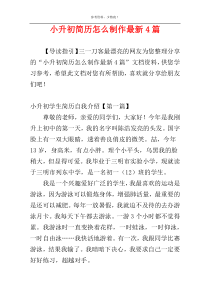 小升初简历怎么制作最新4篇